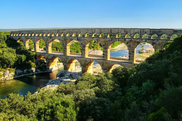 Akvadukt Pont Gard Jižní Francii Nejvyšší Všech Zvýšenými Římské Akvadukty — Stock fotografie