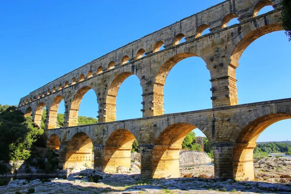 Akvadukt Pont Gard Jižní Francii Nejvyšší Všech Zvýšenými Římské Akvadukty — Stock fotografie