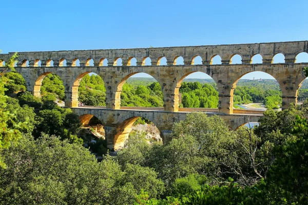 Akvadukt Pont Gard Jižní Francii Nejvyšší Všech Zvýšenými Římské Akvadukty — Stock fotografie