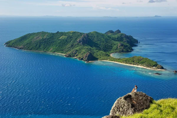 Blick Auf Die Insel Kuata Von Der Insel Wajaseva Mit — Stockfoto