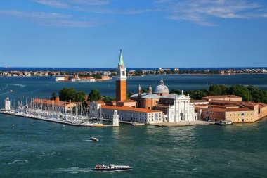 San Giorgio Maggiore Adası Venedik, İtalya'nın havadan görünümü