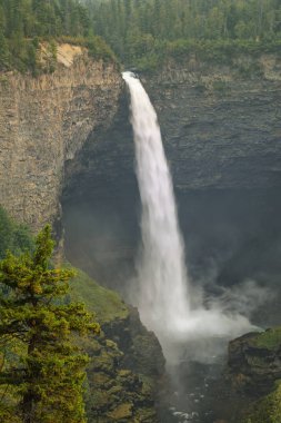 Wells Gray İl Parkı 'ndaki Murtle River' daki Helmcken Şelalesi, British Columbia, Kanada. British Columbia 'nın dördüncü büyük parkıdır..