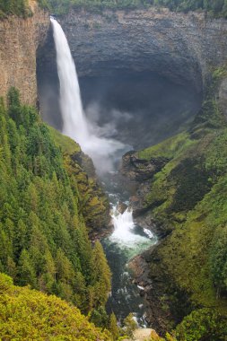 Wells Gray İl Parkı 'ndaki Murtle River' daki Helmcken Şelalesi, British Columbia, Kanada. British Columbia 'nın dördüncü büyük parkıdır..