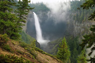Helmcken Falls ve sis, Wells Gray Provincial Park, British Columbia, Kanada. British Columbia 'nın dördüncü büyük parkıdır..