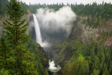 Helmcken Falls ve sis, Wells Gray Provincial Park, British Columbia, Kanada. British Columbia 'nın dördüncü büyük parkıdır..