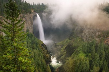 Helmcken Falls ve sis, Wells Gray Provincial Park, British Columbia, Kanada. British Columbia 'nın dördüncü büyük parkıdır..