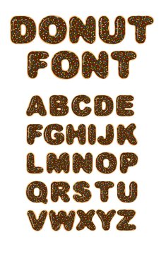 Çikolatalı donuts İngilizce alfabe. Şirin tasarımı. 3D çizim