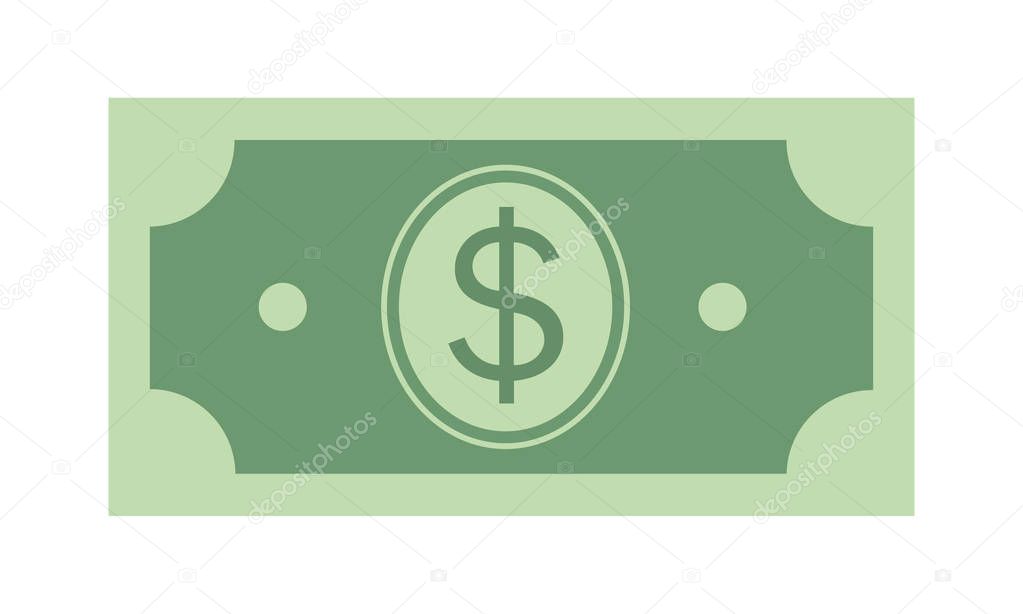 American dollar bill flat icon for graphs, financial apps and websites