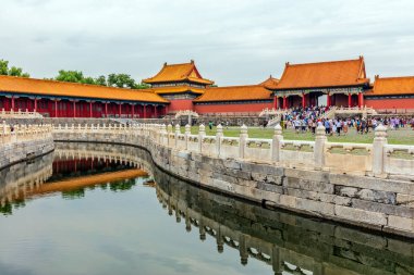 Çin - 29 Temmuz 2017: Yasak şehir, Çin İmparatorluk Sarayı 'ydı Ming Hanedanı' ndan Qing Hanedanı 'nın sonuna kadar. Tiananmen Meydanı 'nda..