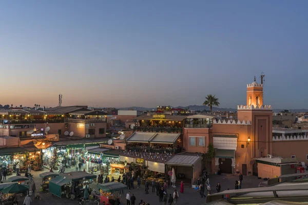 Plac Jemaa Fna Główny Rynek Centrum Marrakeszu — Zdjęcie stockowe