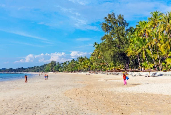 Ngapali Myanmar January 2017 Sandy Beach Ngapali Its Palm Tree — Stock Photo, Image