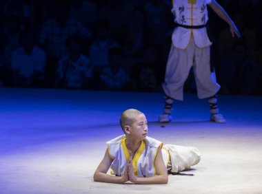 Denfeng, Çin - 29 Temmuz 2017: Shaolin Kungfu Tapınağı 'nda, Dengfeng Şehri, Henan Bölgesi' nde, Cennet 'in bir numaralı tapınağı olarak bilinir..