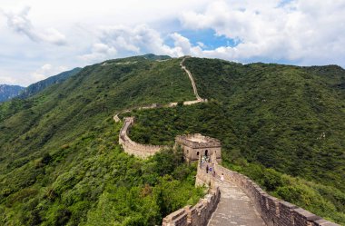 Pekin, Çin - 28 Temmuz 2017: Çin Halk Cumhuriyeti Pekin yakınlarındaki rahim duvarı