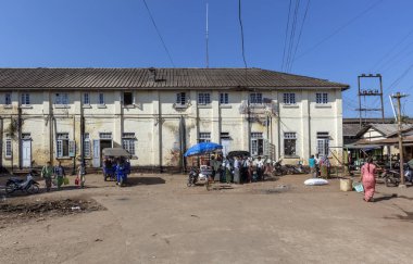 BAGO, MYANMAR - 25 Aralık 2017, Bago şehir merkezi, daha önce Hanthawaddy olarak bilinen Burma 'nın Bago Bölgesi' nin başkenti. Yangon 'un 50 mil (80 km) kuzeydoğusunda yer almaktadır..
