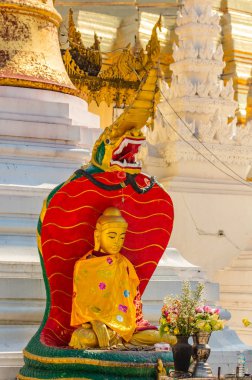 Yangon, Myanmar - 25 Aralık 2016 - Shwedagon Pagoda, Yangon, Myanmar.