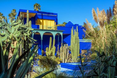 Marakeş, Fas - 5 Haziran 2013: Majorelle Garden, Fas 'ın Marakeş şehrinde bir botanik bahçesi.. 