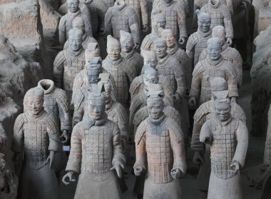 XIAN, Çin - 1 Ağustos 2017: Xian, Çin 'deki Terracota Savaşçıları Müzesi. 