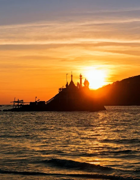 Spiaggia Sabbiosa Ngapali Tramonto Con Sua Sabbia Bianca Frange Palme — Foto Stock