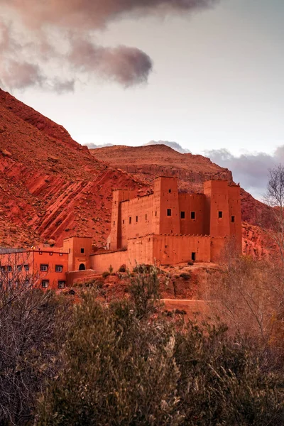 Ancienne Kasbah Forteresse Dans Les Gorges Dades Coucher Soleil Maroc — Photo