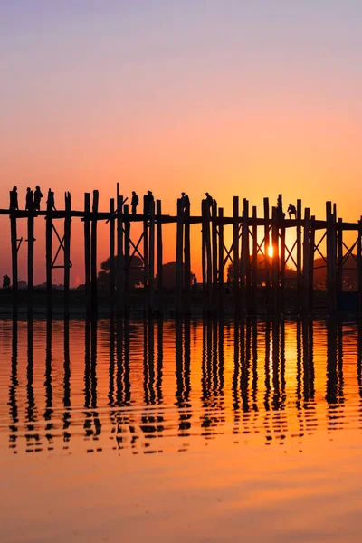 Die Bein Brücke Bei Sonnenuntergang Mandalay Myanmar — Stockfoto