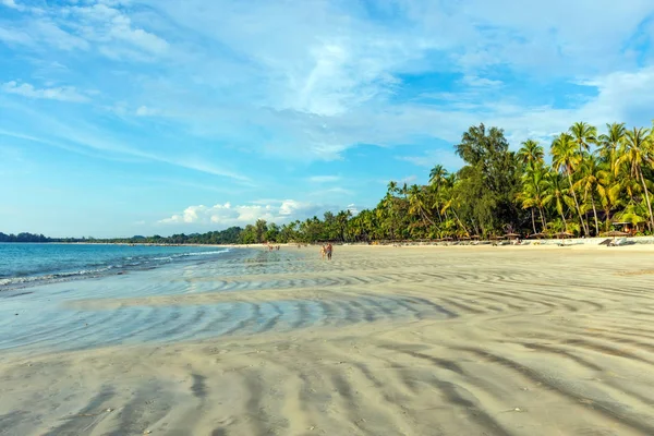 Sandy Beach Ngapali Its Palm Tree Fringed White Sand Clear — Stock Photo, Image