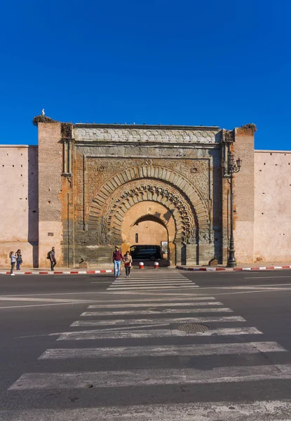 Marrakesh Morocco Aralık 2017 Marakeş Kimliği Belirsiz Kişilerle Birlikte Şehir — Stok fotoğraf