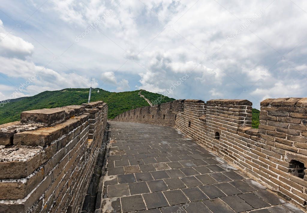 The Great Wall of China near Beijing. Great Wall of China is a series of fortifications made of stone, brick