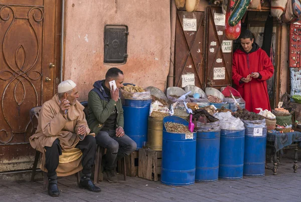Marrakech Morocco December 2017 Unidentified People Street Medina Downtown Marrakech — Stock Photo, Image