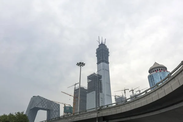 Peking Čína Července 2017 Smog Skyscapers Beijing Central Business District — Stock fotografie