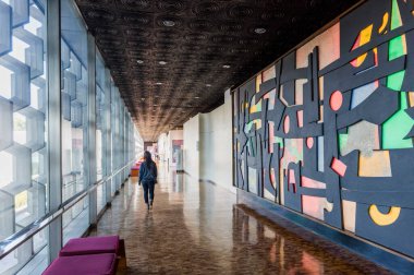 MEXICO CITY - 26 Aralık 2015: Mexico City 'deki Ulusal Antropoloji Müzesi - Meksika' nın en çok ziyaret edilen müzesi.