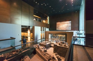 MEXICO CITY - 26 Aralık 2015: Mexico City 'deki Ulusal Antropoloji Müzesi - Meksika' nın en çok ziyaret edilen müzesi.