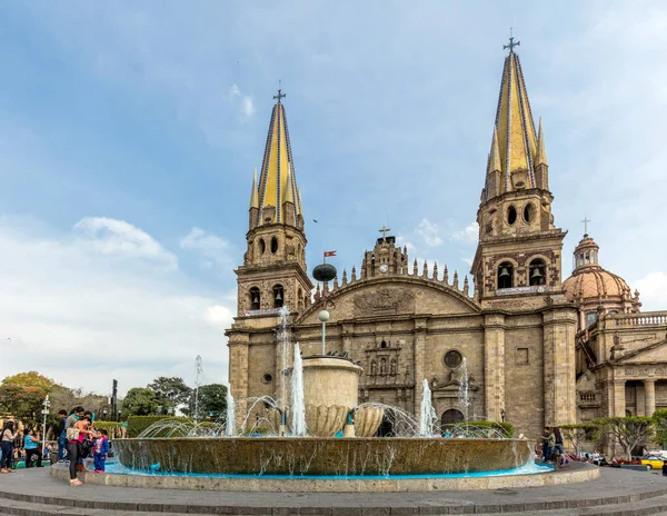 Guadalajara México Enero 2016 Fuente Frente Catedral Principal Gudalajara Capital — Foto de Stock