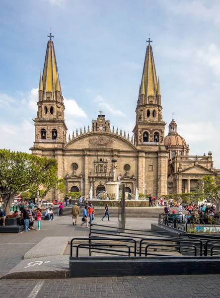 Guadalajara México Enero 2016 Fuente Frente Catedral Principal Gudalajara Capital —  Fotos de Stock