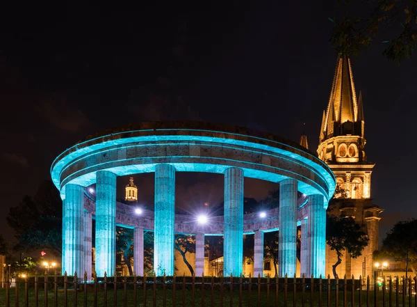The Rotunda at night in Guadalajara, Mexico