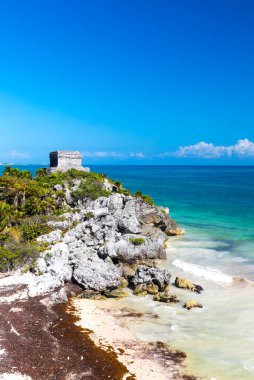 Tulum, Meksika 'nın ünlü tropikal adasının güzel manzarası