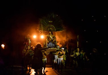 XCARET, MEXICO - 6 Ocak 2016: Yucatan Yarımadası 'nın Karayipler kıyı şeridinde yer alan bir Maya uygarlığı arkeolojik alanı Xcaret' te göster.