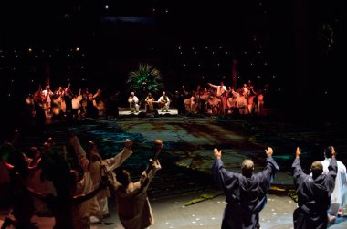 XCARET, MEXICO - 6 Ocak 2016: Yucatan Yarımadası 'nın Karayipler kıyı şeridinde yer alan bir Maya uygarlığı arkeolojik alanı Xcaret' te göster.
