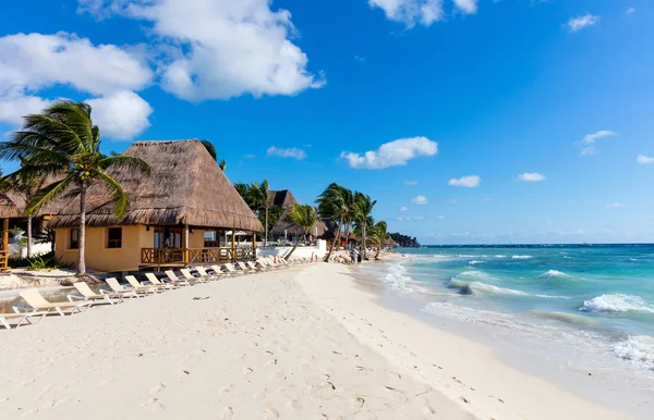 Hermosa Playa Tropical Con Palmeras Mar — Foto de Stock