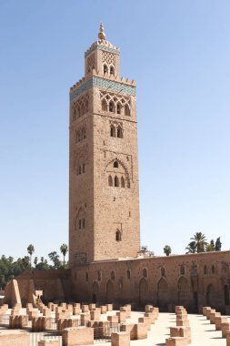 Fas 'taki İspanya Camii' nde minare ve din. Eski tarihi yapı.