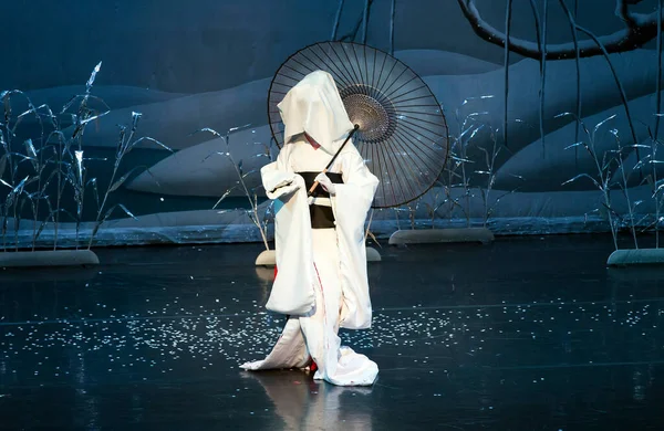 Niet Geïdentificeerde Personen Die Optreden Theatertoneel Japanse Stijl — Stockfoto
