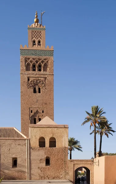 Minaret Och Religion Morocco Afrika Gamla Kontruktion Och Historiska — Stockfoto