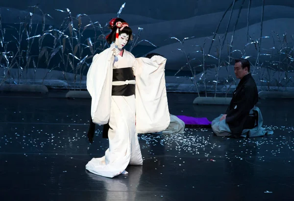 Niet Geïdentificeerde Personen Die Optreden Theatertoneel Japanse Stijl — Stockfoto