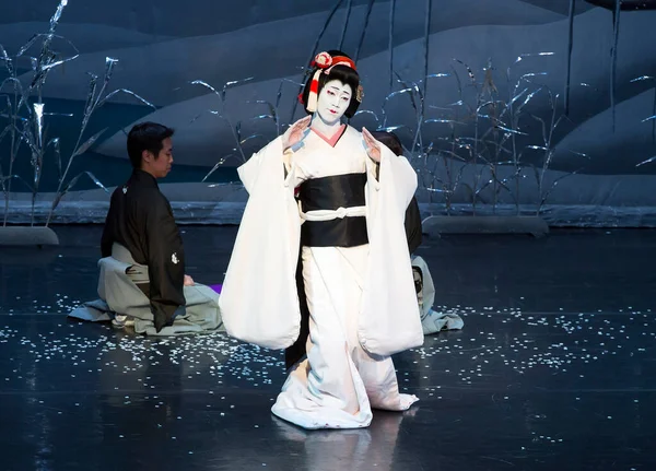 Niet Geïdentificeerde Personen Die Optreden Theatertoneel Japanse Stijl — Stockfoto