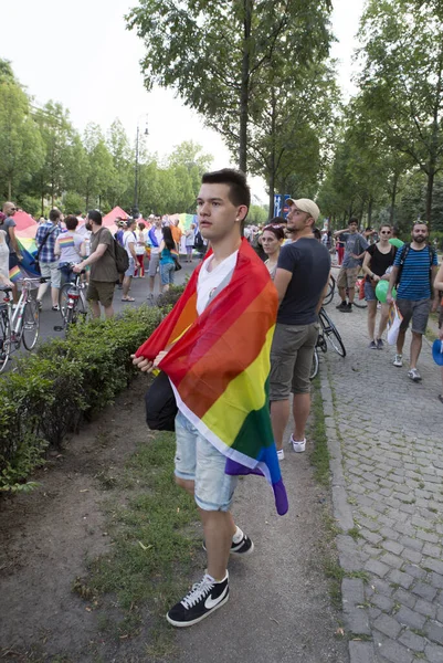 Budapest Węgry Lipiec Niezidentyfikowane Osoby Wzięły Udział Paradzie Budapest Gay — Zdjęcie stockowe