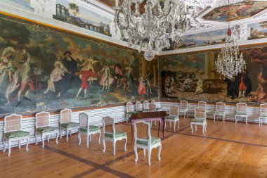GRAZ, AUSTRIA - 2 Mayıs 2014 'te Graz' da olduğu gibi Eggenberg Sarayı 'nın içi. 1625-1635 yılları arasında inşa edilen saray, Styria 'daki en önemli Barok sarayı kompleksidir..