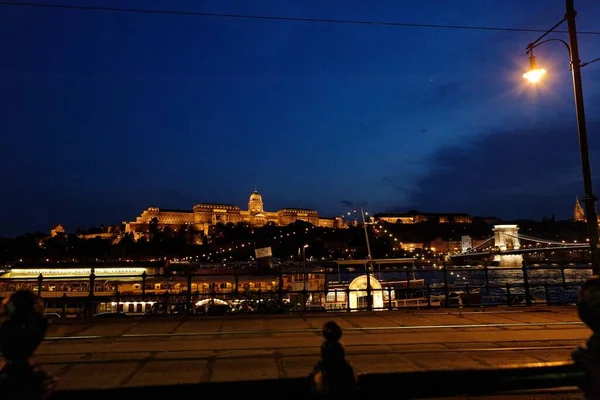 Visão Noturna Cidade Trieste Itália — Fotografia de Stock