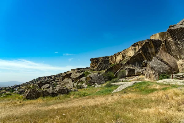 Gobustan Nemzeti Park Petroglifák Kiállítása Gobustánban Baku Közelében Azerbajdzsánban — Stock Fotó