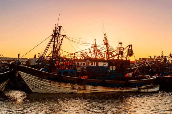 Bateau Pêche Coucher Soleil — Photo