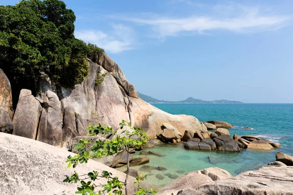 Beautiful Tropical Beach Rocks Granite Stone Background — Stock Photo, Image
