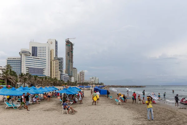 Cartagena Colombia October 2015 Непізнані Люди Пляжі Готельної Зони Картахени — стокове фото